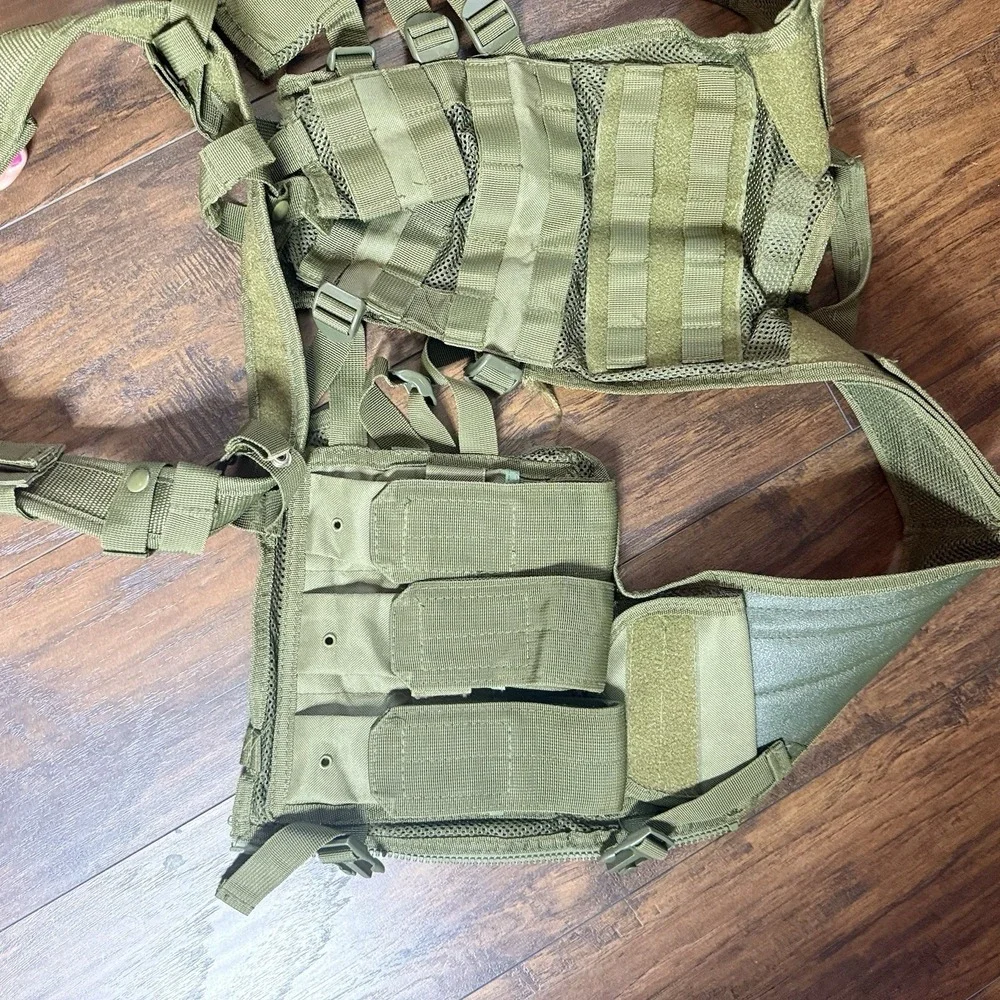 VISM NcSTAR Cross Draw Tactical Vest w/ Holster & Belt OD Green Airsoft Combat